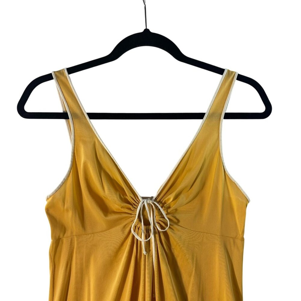 Vintage Vassarette Yellow Maxi Nightgown With Adjustable Tie Front & Scoop Back - Picture 5 of 9
